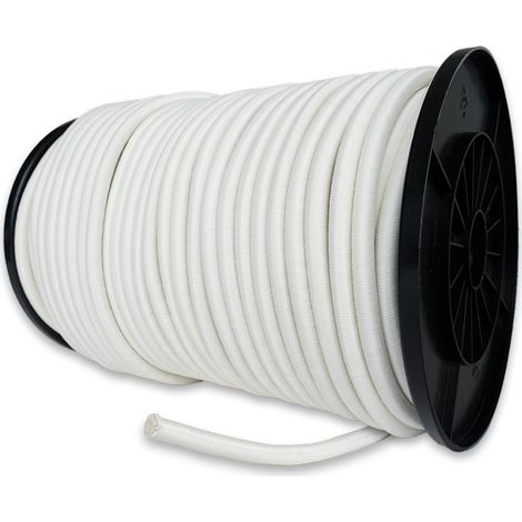 Cuerda elástica Blanca 100 metros - Calidad Profesional TECPLAST 9SW - Cable elástico - Diámetro 9 mm