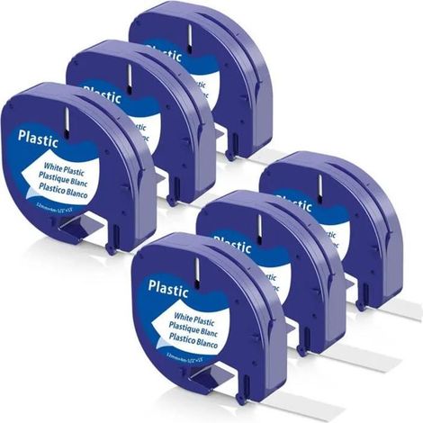 HOXILEELEOÉtiquettes de remplacement compatibles Bande d'étiquettes en plastique LT 1/2" x 13' (12 mm x 4 m) étiqueteuse DYMO LetraTag LT-1 (1/4)