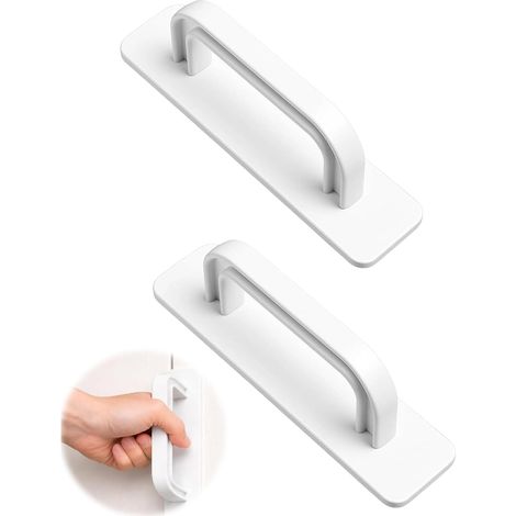 Poignée de Meuble Autocollante 2 Pièces 10 2.5cm Blanc, Forte Adhérence, Aucun Perçage Requis, Poignée de Porte de Balcon pour Meuble, Armoires, Fenêtres, Portes Coulissantes (1/5)