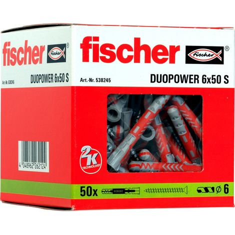 Fischer Duopower 6x50mm S + Schrauben (50 Stück)