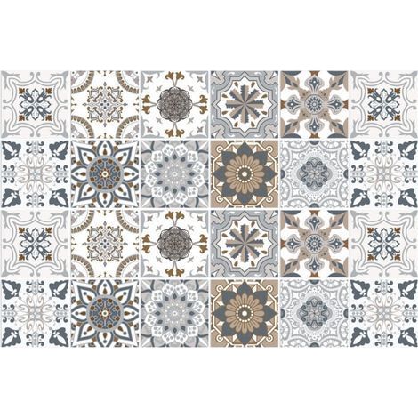 Carrelage Adhésif 20x20 Style Industriel Credence Adhesive pour Cuisine Brique,24 Pcs Stickers Muraux Salle de Bains Cuisine Carrelage Adhesif Mural avec Motifs de Carrelage Dalle Pvc Adhesi-Chrom (1/5)