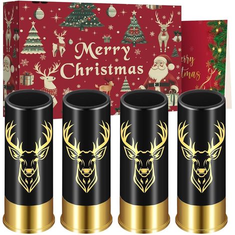 Schnapsgläser Hirschkopf Plastik 4 Stück Geschenkbox 12GA Black (1/5)