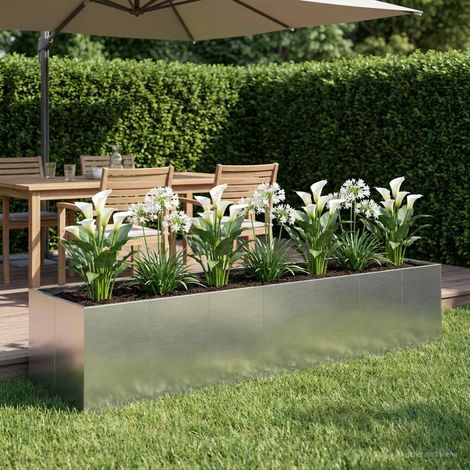 vidaXL Cache-pot de jardin Argenté 280 x 80 x 60 cm Acier galvanisé (1/5)