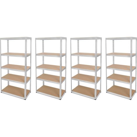 Lot de 4 étagères modulables charges lourdes en métal 5 plateaux - 875 Kg (1/5)
