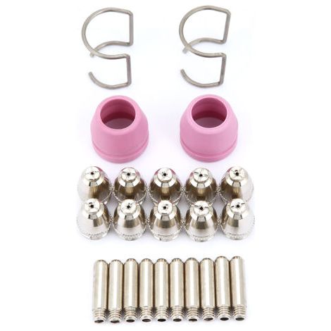 Kit de 24 pièces pour torche de découpe plasma AG60 SG55 : consommables, électrodes, buses et coupelles.