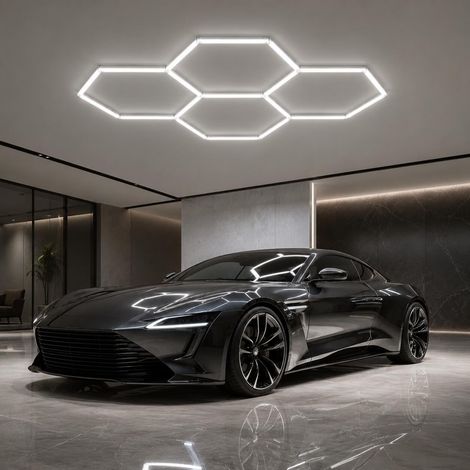 Lámpara LED Hexagonal - 6500K - 4 Hexágonos - 440cm - Blanco