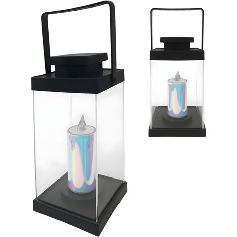 Lanterna LED decorativa nera con candela olografica, 26 cm (1/3)