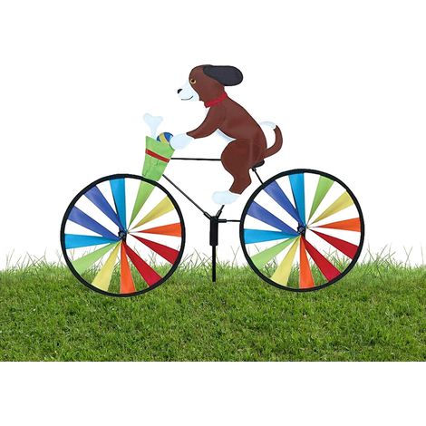 Molino de viento 3D resistente a la intemperie, para jardín, 2 piezas, para bicicleta de animales, para perros y gatos, para exteriores, patio, césped, arco iris (perro) (1/4)