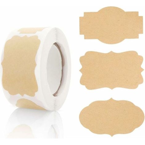 Autocollants en papier kraft, 250 étiquettes cadeaux autocollants étiquettes cadeaux étiquettes étiquettes cadeaux pour bouteilles de vacances bocaux de nourriture autocollants de Noël(A) (1/5)
