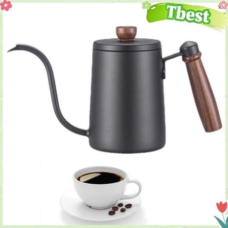 Bouilloire à café goutte à goutte - TBEST - Manuelle - Poignée bois - Col de cygne - Bec verseur anti-goutte (1/5)