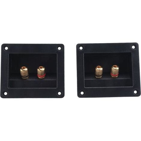 2 Pièces Connecteurs de Haut-Parleur pour Voiture DIY Boîtier de Borne Rond et Carré avec Jacks et Bouchons Noir 93x80mm (1/4)