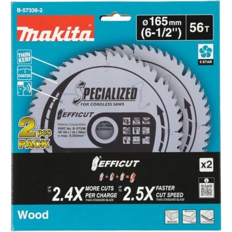 Makita B-57336-2 Efficut Lama per sega circolare 165x20 mm per legno,mdf,laminato 2 Pz. (1/2)