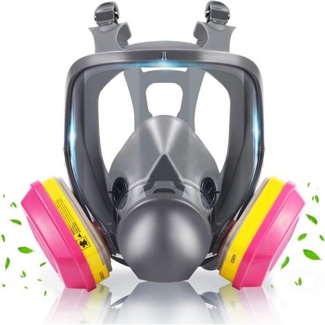 Masque respiratoire complet avec filtres à charbon actif 60923, pour produits chimiques, peinture, soudage, polissage, ponçage, découpe, dépoussiérage et pulvérisation (1/4)