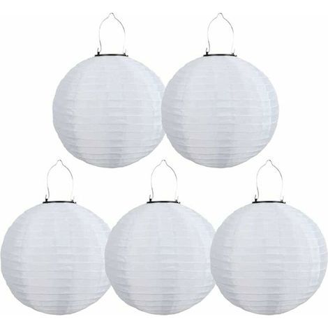 Set mit 5 wasserdichten LED-Solarleuchten für den Außenbereich, für Garten, Kirche, Garten, Party, Dekoration (weiß, 30 cm)