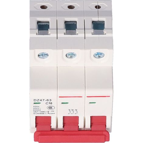 Disjoncteur miniature pour montage sur rail DIN, boîtier en polycarbonate, interrupteur à air domestique 400 V CA triphasé DZ47-6310A (1/5)