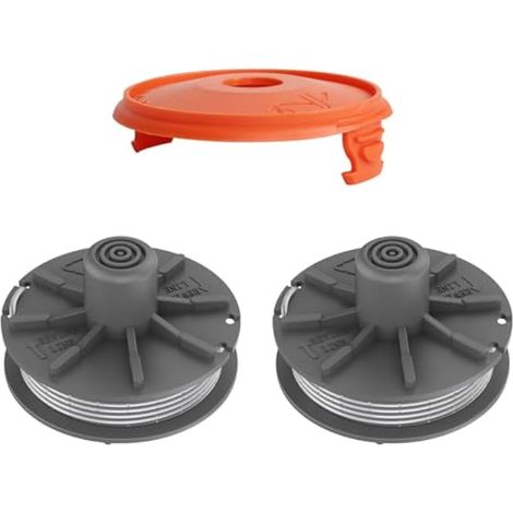 Bobine de fil pour débroussailleuse Gardena 05307-20, 1,65 mm, 6,1 m, compatible avec Art 8846-8848 Art 9805-9809 - Bobine de fil de rechange avec capuchon (2 bobines + 1 couvercle) (1/5)