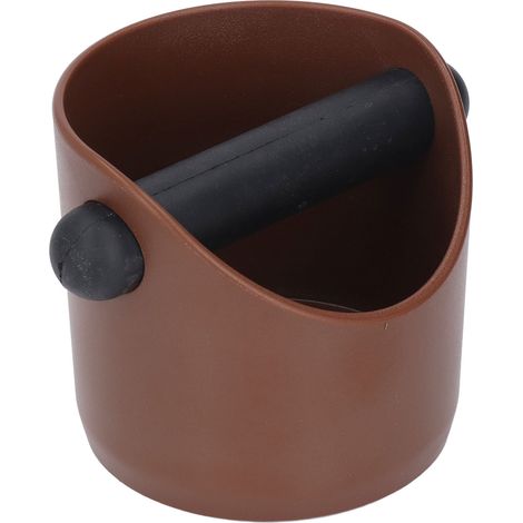 Bac à marc de café en plastique et caoutchouc avec barre de récupération, marron, pour bar à café et cuisine.