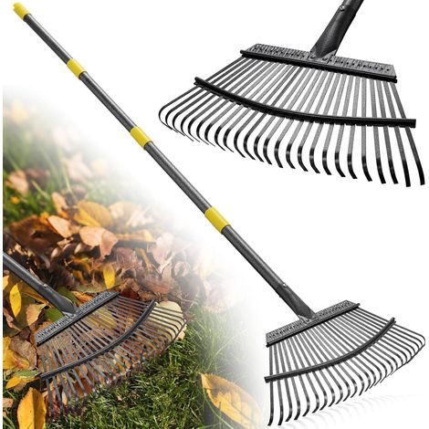Râteau de Jardin 160cm Acier, 25 Dents Robustes, Tête Large 45cm, Manche Réglable, Nettoyage Feuilles et Débris pour Pelouse et Massifs (1/5)