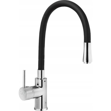 RUBINETTO PER LAVELLO QUEEN CROMATO CON BECCUCCIO NERO (1/2)