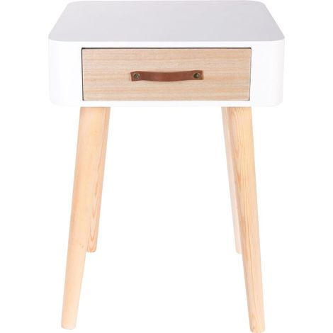 Table de chevet Blanc en bois 35x48x35 cm