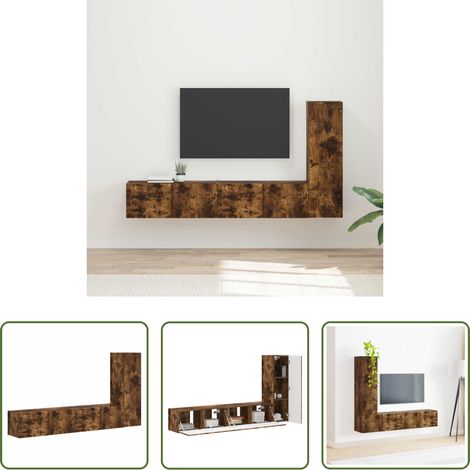 Armoire murale - Ensemble meuble TV 3 pcs Chêne fumé Bois d'ingénierie (1/5)