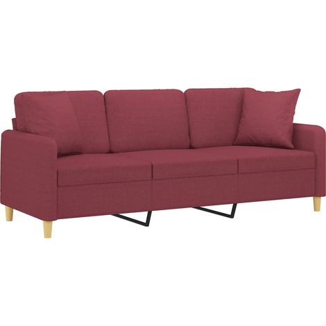 vidaXL Canapé 3 places avec oreillers décoratifs bordeaux 180 cm tissu (1/5)