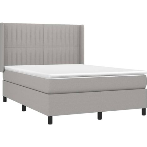 vidaXL Letto a Molle Materasso e LED Grigio Chiaro 140x190 cm Tessuto (1/5)
