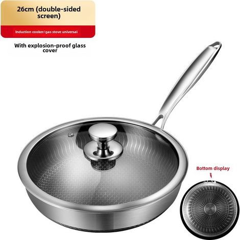 Sartén de acero inoxidable 316 con tapa, 26 cm, antiadherente, apta para cocinas de inducción y gas. (1/5)