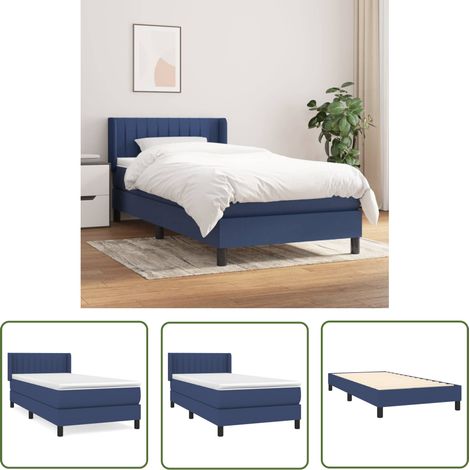The Living Store Boxspringbett mit Matratze Blau 100x200 cm Stoff - Boxspringbett - Doppelbett - Bettenrahmen - Schlafsystem - Liegekomfort (1/5)