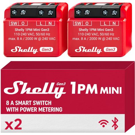 Shelly 1PM Mini Gen3 Conjunto de 2 controladores blancos