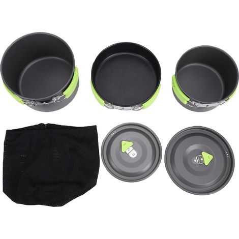 Ensemble D'équipement de Cuisine D'extérieur, Casseroles Antiadhésives Portables pour Le Camping et la Randonnée, Comprend Une Casserole de 3 L et Une Poêle à Frire de 8 Pouces (1/5)