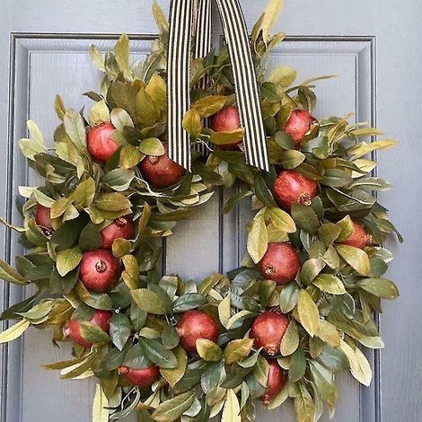 Herbstkranz, Granatapfelkranz, Dekoration für drinnen und draußen, für Wand oder Fenster M2y6-- (1/5)