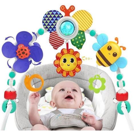 Arche de Poussette - Jouet Éducatif Suspendu avec Animations Sensorielles - Pour Bébé Dès la Naissance - 1 Pièce (1/4)