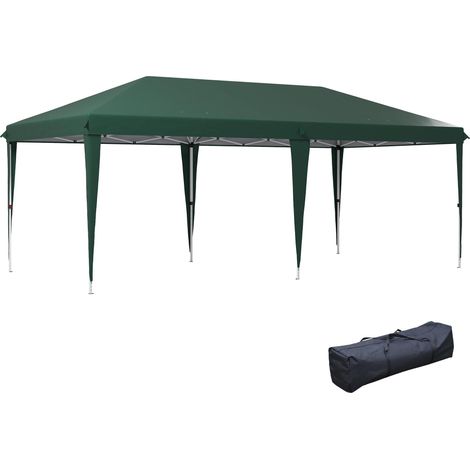 Tonnelle de jardin 6 x 3 m, réglable en hauteur sur 3 niveaux, sac de transport, structure en acier anti-UV, verte