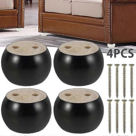 Quatre pieds de meubles en bois massif avec embouts ronds de 5 cm, compatibles avec les canapés, les chaises et les repose-pieds. (1/5)
