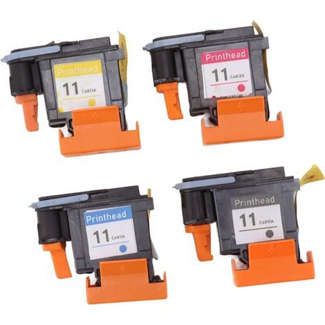 Tête d'impression 4 Pièces pour Imprimantes HP Designjet 100. 110. 111. 500. 510. 800. 813. 850. pour HP 11 Designjet M K C Y (1/4)