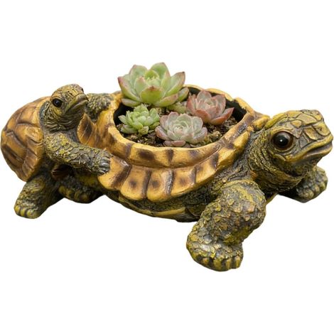 Gartenfigur Schildkröte Schildkröte Blumen mit Drainage