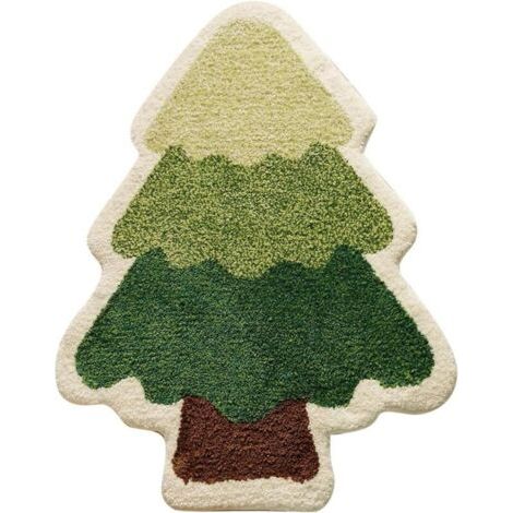 Tapis de bain sapin de Noël pour salon, tapis vert avec une excellente absorption et une grande facilité de lavage, tapis de douche antidérapant, tapis de porte de baignoire doux, épais et durable, dé (1/4)