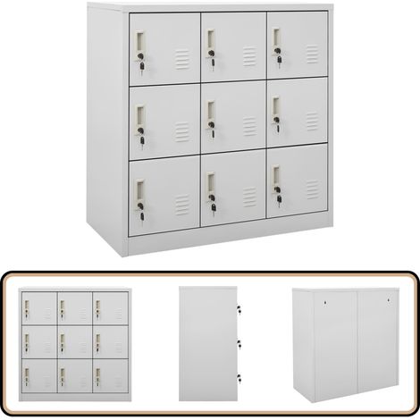 Schließfachschrank Hellgrau 90x45x92,5 cm Stahl - Schliessfachschrank - Metallschrank - Garderobenständer - Büroorganisation - Lagerraum