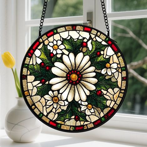 20cm Suspension en vitrail, attrape-soleil coloré élégant unique minimaliste, décoration maison intérieure, cadeau Fête des Mères, Anniversaire pour femme (1/5)