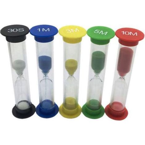 Set de 5 sabliers - 30 s, 1, 3, 5 et 10 min - Pour jeux, yoga, douche et brossage des dents - Minuteur visuel - Sablier décoratif (1/5)