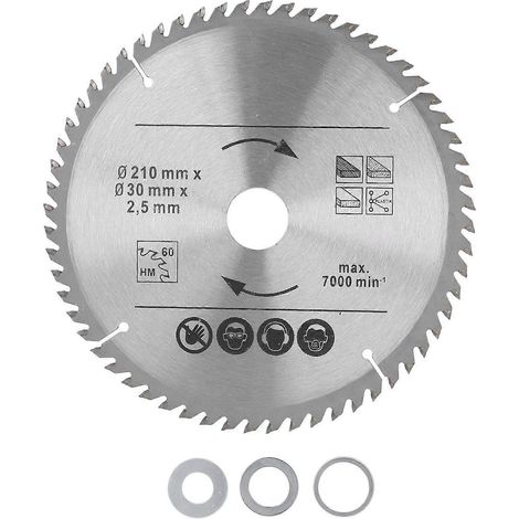Kreissägeblatt aus Hartmetall für Holzbearbeitung, Gehrungssägen, Tischkreissägen, zum Schneiden von Holz und Kunststoff, 8‑1/4 Zoll, 210X60TX30