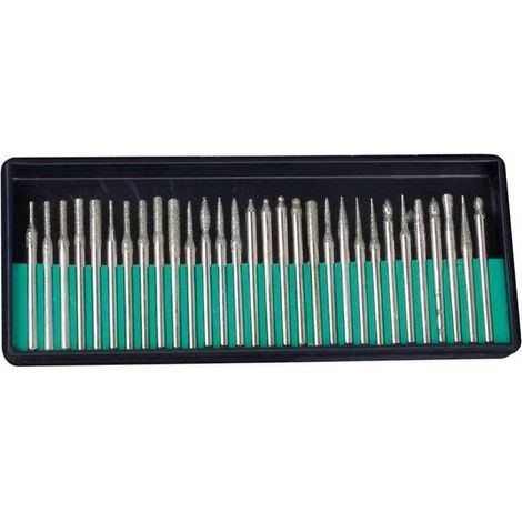 30pcs Diamond Burr Bits, Ensemble De Forets Pour Outils Rotatifs Pour Le Travail Du Métal, Du Bois, Du Routage Et De La Sculpture - Tige De 1/8" (3mm) (1/4)