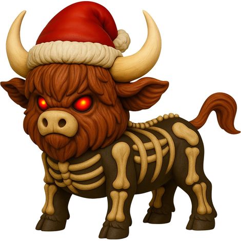 Vache Des Highlands - Décor Festif Pour Halloween Et Noël - Sculpture En Résine Avec Yeux Rouges Lumineux - 22 x 18 x 18 cm (1/5)