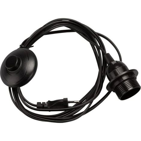 1 Câble d'alimentation, Interrupteur au pied, Douille E27, 3,5 m, Noir, Pour lampadaire (1/5)