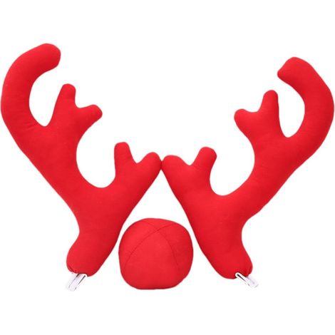 Décorations de Noël pour voiture : kit de bois de cerf, accessoires auto avec bois et nez pour voitures, véhicules, camions. Grands bois rouges. (1/5)