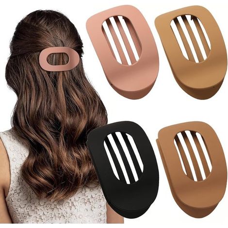 Fermaglio per capelli - 4 pezzi - Accessorio per capelli - Opaco - Fermaglio per capelli - Fermagli piatti curvi - Comodo - Fermaglio a pinza piatto per donna (1/5)