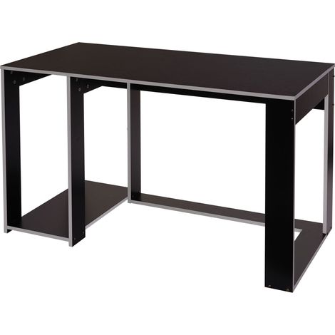 Scrivania ufficio computer HHG-834 MDF 60x120x76cm nero e grigio
