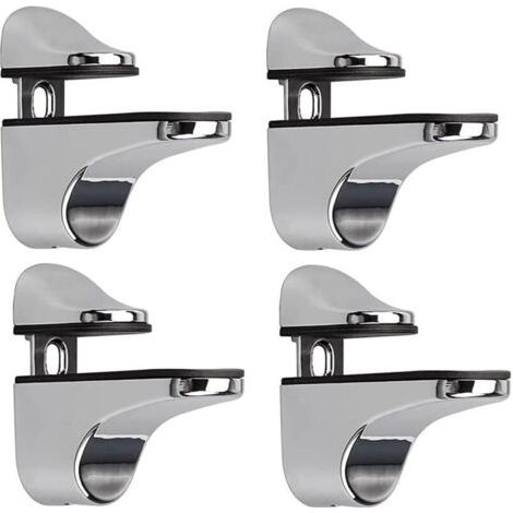 Support D'étagère en Verre Réglable, 4 Pcs Support D'étagère en Verre, Pince en Verre à Fixation Murale, Support pour Étagères en Verre, pour Tablette Verre (1/4)