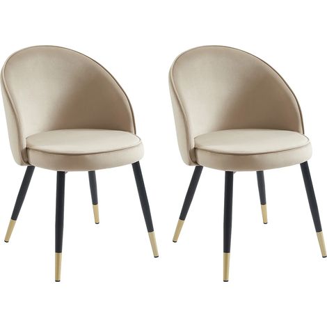 Sedia in Velluto e Metallo Beige - Lotto di 2 - MAYLINA (1/5)